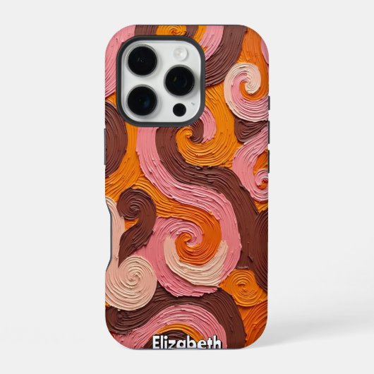 暖かい波:インパストカラーフロー iPhoneケース (裏面)