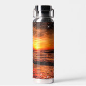 暖かい海ビーチ波の夕日の音 ウォーターボトル (背面)