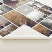 暖かい灰色のモダンなモノグラムの最小主義の写真のコラージュ シェルパブランケット (3/4)