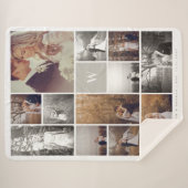 暖かい灰色のモダンなモノグラムの最小主義の写真のコラージュ シェルパブランケット (正面(横))