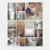 暖かい灰色のモダンなモノグラムの最小主義の写真のコラージュ フリースブランケット (正面)