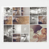 暖かい灰色のモダンなモノグラムの最小主義の写真のコラージュ フリースブランケット (正面(横))