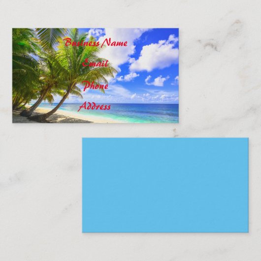 暖かい熱帯島の砂浜のやし 名刺 (正面/裏面)