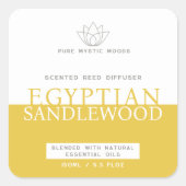 暖かい白檀イエローリードのディフューザー製品ラベル スクエアシール (正面)