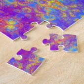 暖かい白熱星明るい色の渦巻の万華鏡のように千変万化するパターンの芸術 ジグソーパズル (側面)