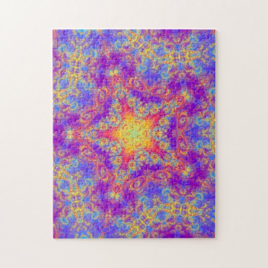 暖かい白熱星明るい色の渦巻の万華鏡のように千変万化するパターンの芸術 ジグソーパズル (縦)