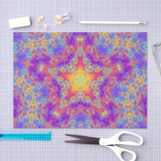 暖かい白熱星明るい色の渦巻の万華鏡のように千変万化するパターンの芸術 薄葉紙 (クラフト)