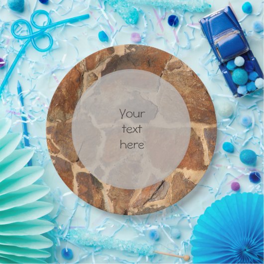 暖かい石壁パターンゴールデンアニー文字 ペーパープレート (パーティー)