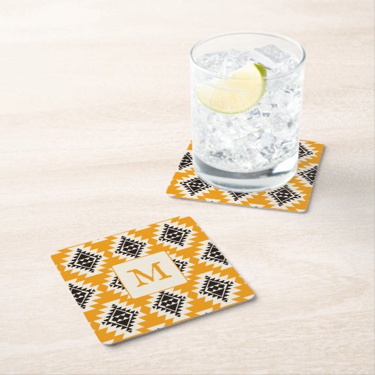 暖かい砂漠の夢の南西のパタ素朴ーン スクエアペーパーコースター (インサイチュ)