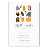 暖かい秋のエッセンシャル結婚シーティングチャート テーブルナンバー (正面)