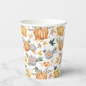 暖かい秋の収穫カボチャ感謝パターン 紙コップ (裏面)