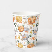 暖かい秋の収穫カボチャ感謝パターン 紙コップ (右)