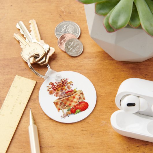 暖かい秋の収穫表の静止ライフ キーホルダー (デスク)