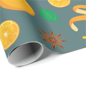 暖かい秋の柑橘類とアニスのシームレスな感謝祭 ラッピングペーパー (ロールコーナー)