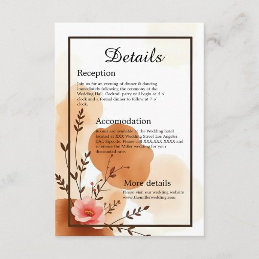 暖かい秋の植物学花模様 エンクロージャーカード (正面)