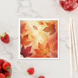 暖かい秋の水の色の離れデクーページナプキンス スタンダードカクテルナプキン