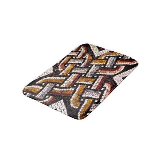 暖かい秋の色調のローマのタイルモザイク バスマット (アングル)