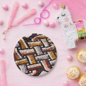 暖かい秋の色調のローマのタイルモザイク ペーパープレート (パーティー)