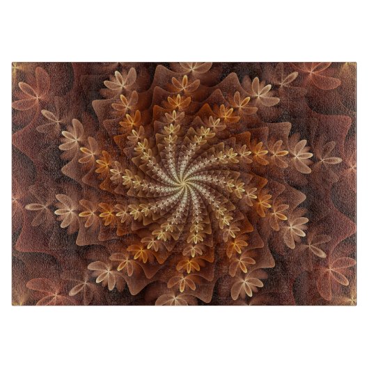 暖かい秋の色、抽象芸術モダンフラクタルアート カッティングボード (正面)