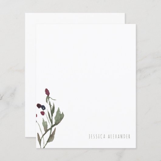 暖かい秋の葉とベリーのパーソナライズされた文房具 (正面/裏面)