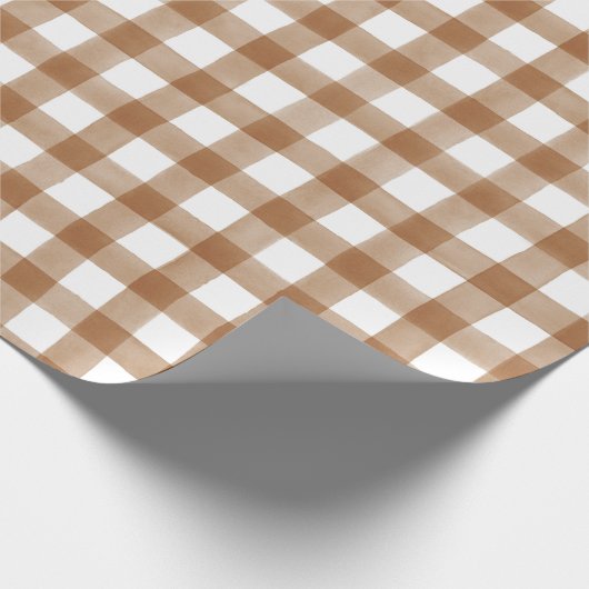 暖かい秋の錆び英国のカントリーチェックのプレイドギフト ラッピングペーパー (角)