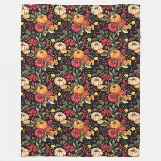 暖かい秋をテーマにした毛布素朴かぼちゃと開花 フリースブランケット (正面)