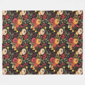 暖かい秋をテーマにした毛布素朴かぼちゃと開花 フリースブランケット (正面(横))