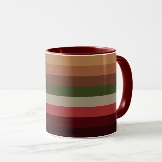 暖かい秋ストライプのコーヒーマグ マグカップ (正面右)
