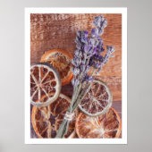 暖かい秋ラベンダーの居心地の良いキッチンウォールアート ポスター (正面)