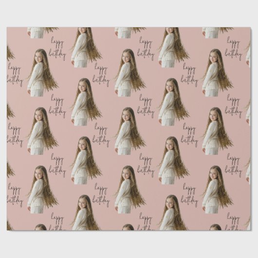 暖かい粘土のバラとカスタム誕生日文字と写真 – ラッピングペーパー (フラット)