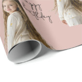 暖かい粘土のバラとカスタム誕生日文字と写真 – ラッピングペーパー (ロールコーナー)