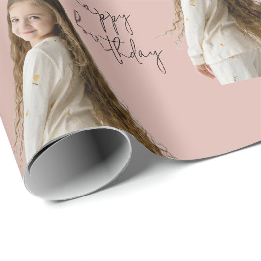 暖かい粘土のバラとカスタム誕生日文字と写真 – ラッピングペーパー (ロールコーナー)