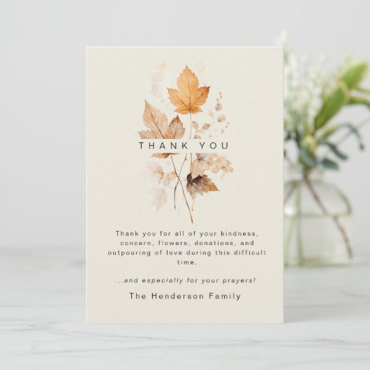暖かい紅葉の死別葬礼 サンキューカード (スタンド正面)