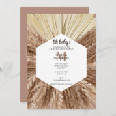 暖かい素朴ニュートラルカラーズベビーシャワー 招待状 (正面/裏面)