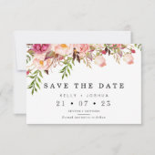 暖かい素朴フローラ結婚式の日付カードを保存 招待状 (正面)