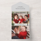 暖かい素朴ブラシストロークと金ゴールドのハイライト写真 オールインワン招待状 (内側)