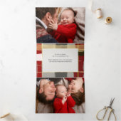 暖かい素朴ブラシストロークと金ゴールドのハイライト写真 三つ折りクリスマスカード (内部)