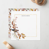 暖かい素朴紅葉と鳥 ノートカード (正面/裏面インサイチュ)