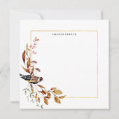 暖かい素朴紅葉と鳥 ノートカード (正面)