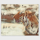 暖かい色のスイミングトラ ラッピングペーパー (フラット)