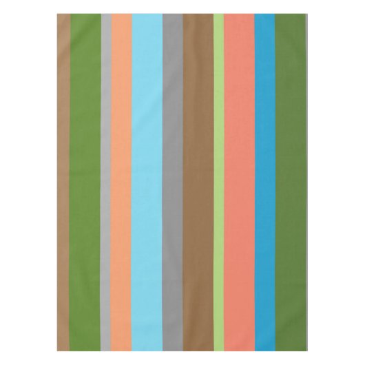 暖かい色のトーンストライプのテーブルクロス テーブルクロス (正面)