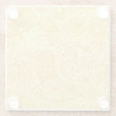 暖かい色の夏の花パターン ガラスコースター (裏面)