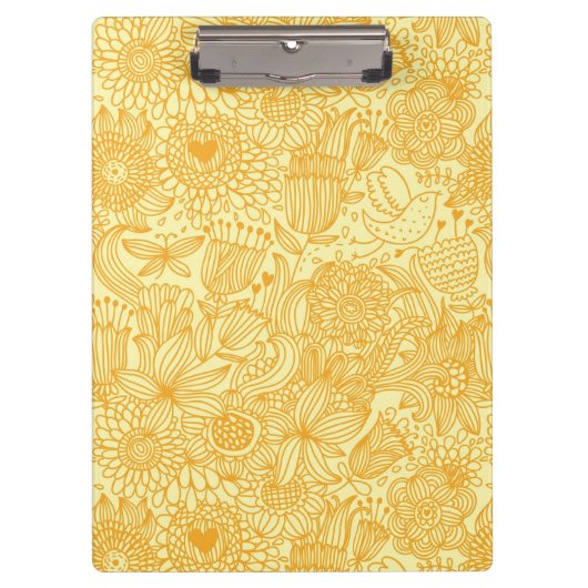 暖かい色の夏の花パターン クリップボード (正面)