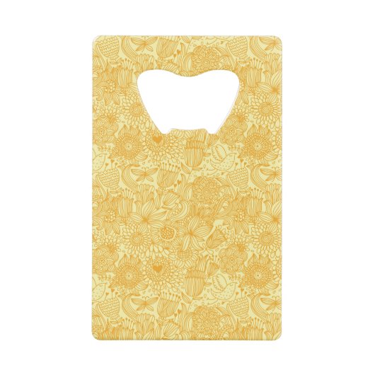 暖かい色の夏の花パターン クレジットカード栓抜き (正面)