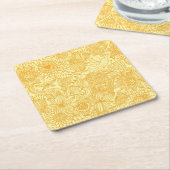 暖かい色の夏の花パターン スクエアペーパーコースター (アングル)