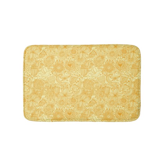 暖かい色の夏の花パターン バスマット (正面)