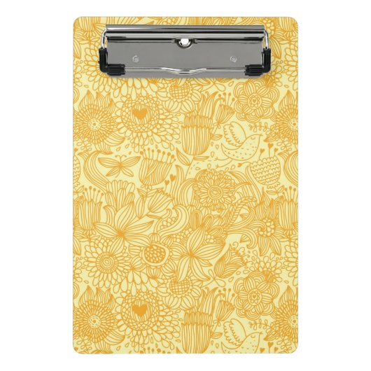 暖かい色の夏の花パターン ミニクリップボード (正面)