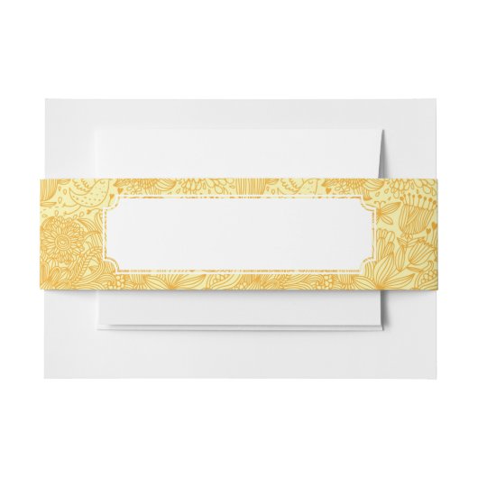 暖かい色の夏の花パターン 招待状ベリーバンド (正面例)