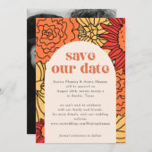 暖かい色の大きなフローラアーチ日付を保存 招待状 (正面/裏面)