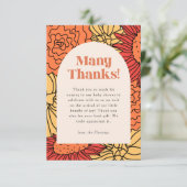 暖かい色の大きなフローラアーチ赤ちゃんシャワー サンキューカード (スタンド正面)
